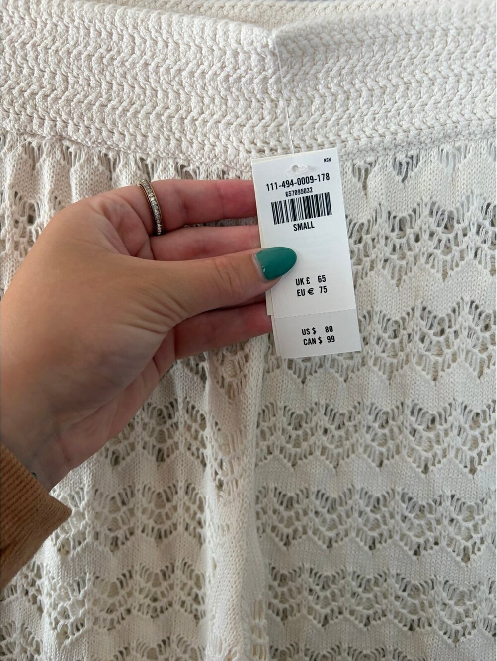 NWT Abercrombie & Fitch Crochet White Swim Cover Up Wide Leg Pants size S. - Picture 2 of 5